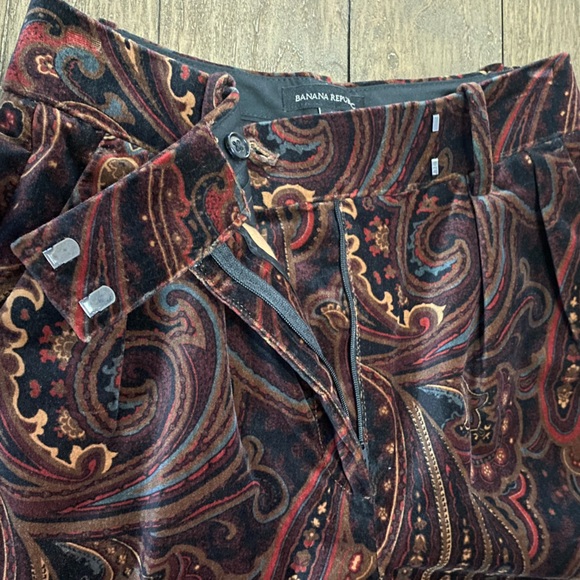 Banana Republic Paisley Velvet Wide‑Leg Pants Size 2 Quiet Luxury Old Money - Picture 11 of 13